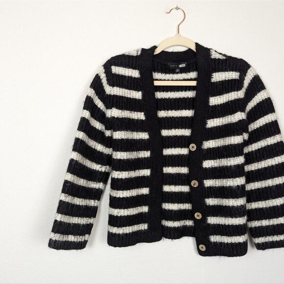 Slate & Willow Black White Stripe Cardigan Sweater Size XS - Picture 3 of 8